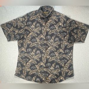 Vintage Woolrich John Rich and Bros Tropical Jeep Print Hawaiian Shirt US L